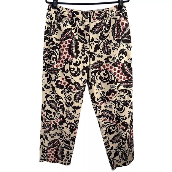 Talbots Cotton Stretch Cropped Chino Pants Brown Floral Women’s 18 Made in USA - Picture 1 of 5